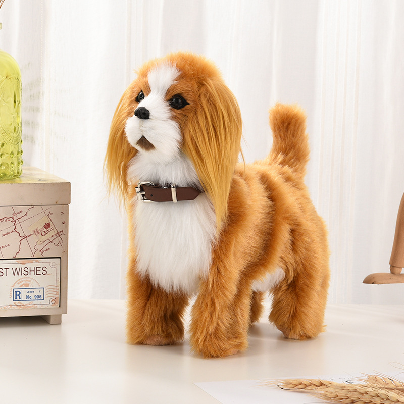 Picture of Imitation dog can walk, bark, WAG tail with music electric toy dog plush electric pet dog induction toy