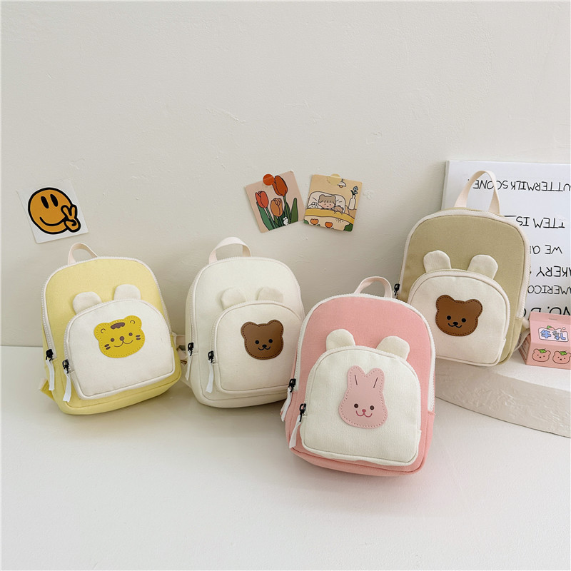 Picture of Cute Cartoon Children's Canvas Backpack New Korean Style Leisure Travel Small Backpack Boys and Girls Kindergarten School Bag
