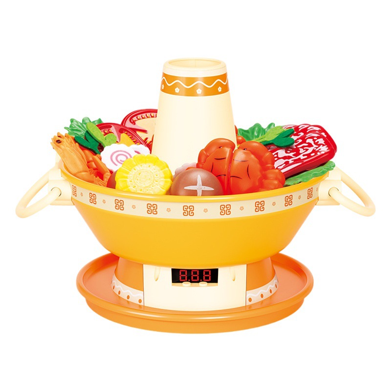 Children's Play Kitchen Cooking Set Simulation Food Spray Music Hot Pot Toy Sideboard Stove Gift Toy