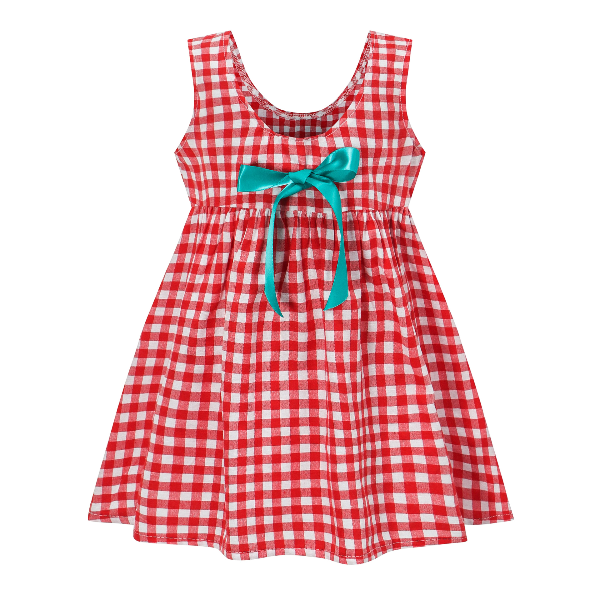 Foreign trade spring and summer new Korean girls dress children's pastoral plaid vest dress baby princess dress