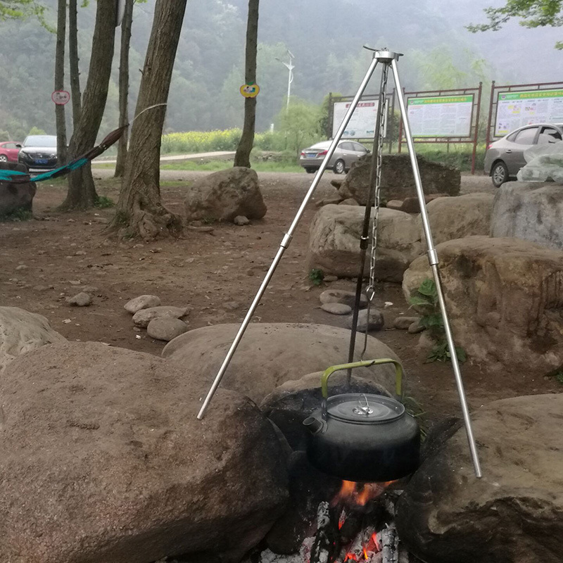 Picture of Outdoor Mountain Climbing Fishing Portable Coffee Pot Teapot Camping Picnic Field Fired Wood Kettle 1.2L Tableware