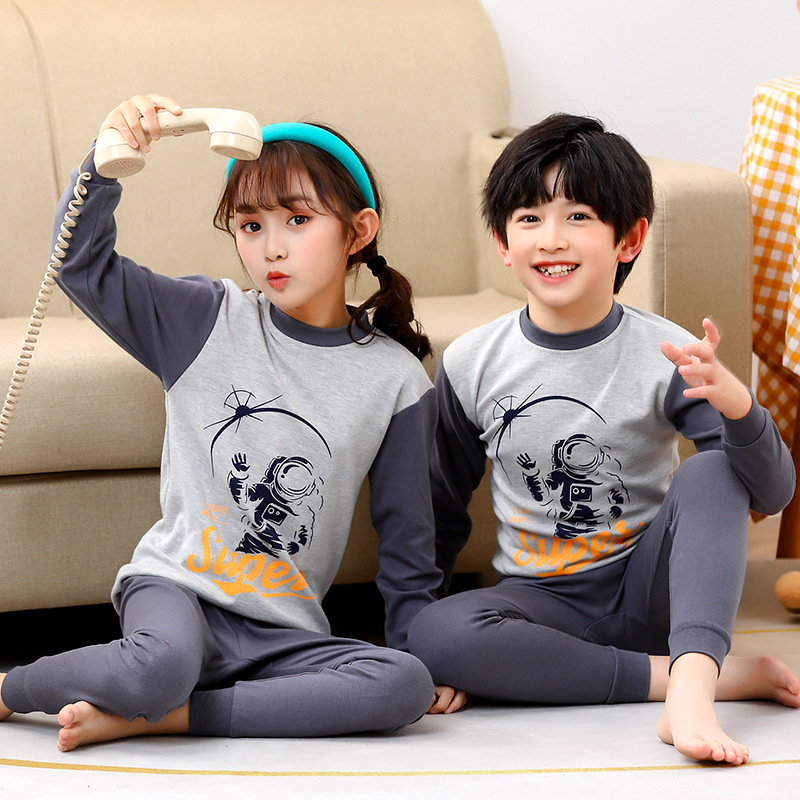 Picture of New Children's Cotton Home Clothes for Boys and Girls Autumn Clothes Large, Medium and Large Children's Middle Collar Thermal Underwear Suit Autumn Clothes Long Johns