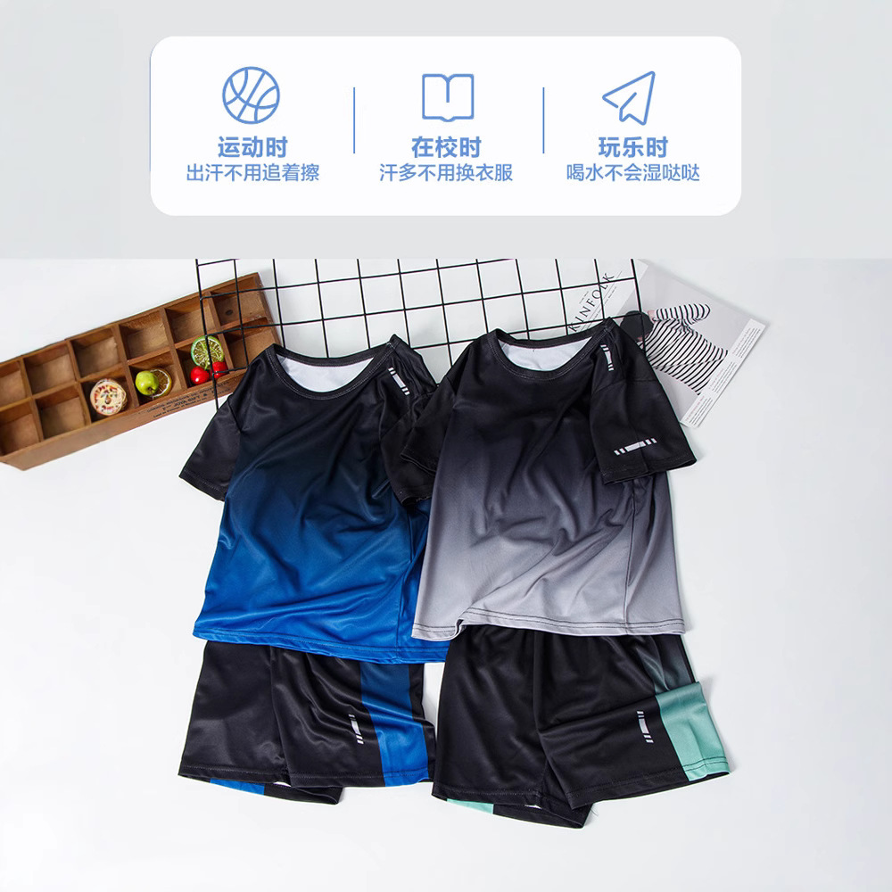 Picture of 25 Summer Kidsren's Quick-Drying Short-Sleeved Suits for Older Kidsren, Sportswear, Teenagers, Junior High School Students, Basketball and Football Uniforms, Family Wear
