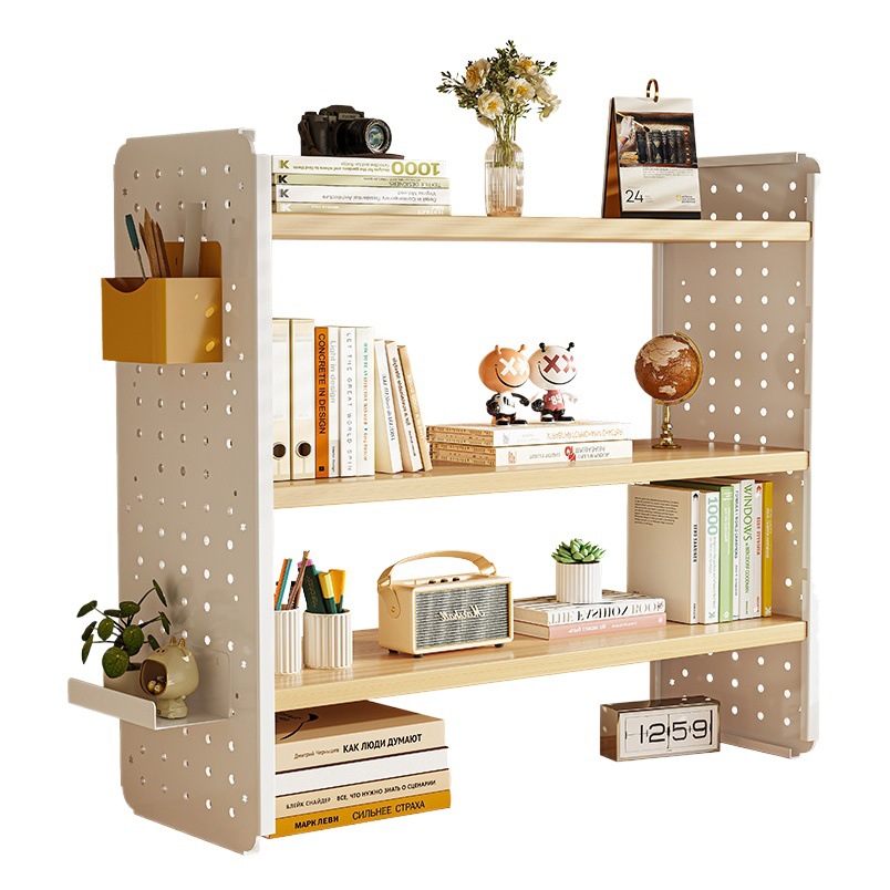 Desktop shelf desk bookshelf hole board home study desk multi-layer office station storage display stand