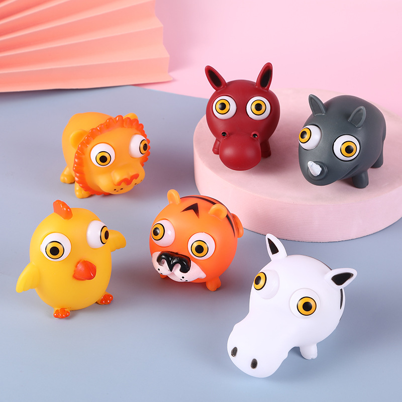 Picture of Cross-border cartoon factory direct decompression animal squeeze doll decompression pinch music stare eye vent toy