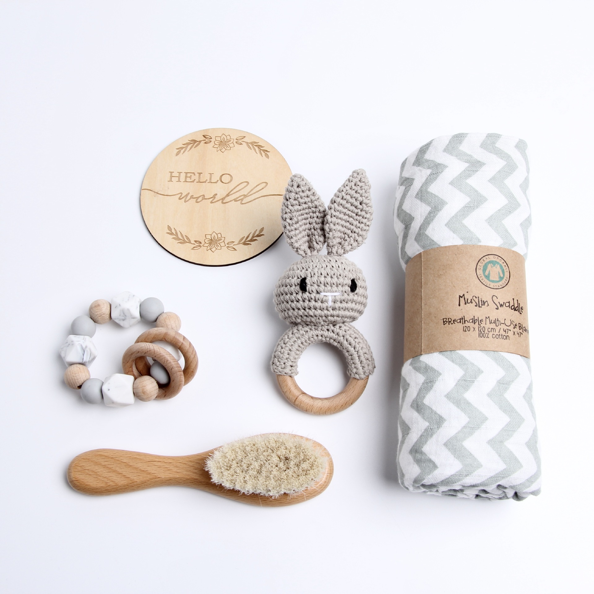 Cross-border EtsyTemuShein explosions baby newborn full moon gift box rabbit suit crochet wooden toys
