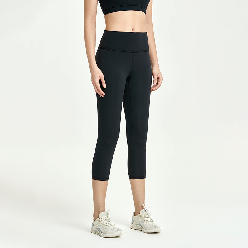 Picture of Amazon European and American Nude Leggings Yoga Pants Women's High Waist Hip Lifting Tight Fitness Sports Running Cropped Pants