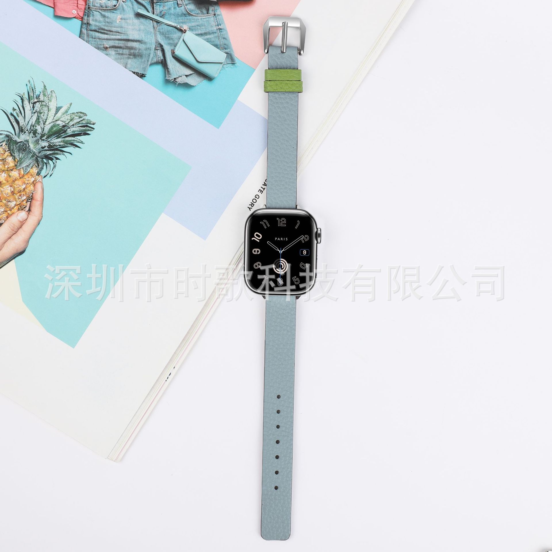 Picture of For apple watch strap litchi pattern appleiwatch1098Ultra leather autumn and winter thin strap wholesale