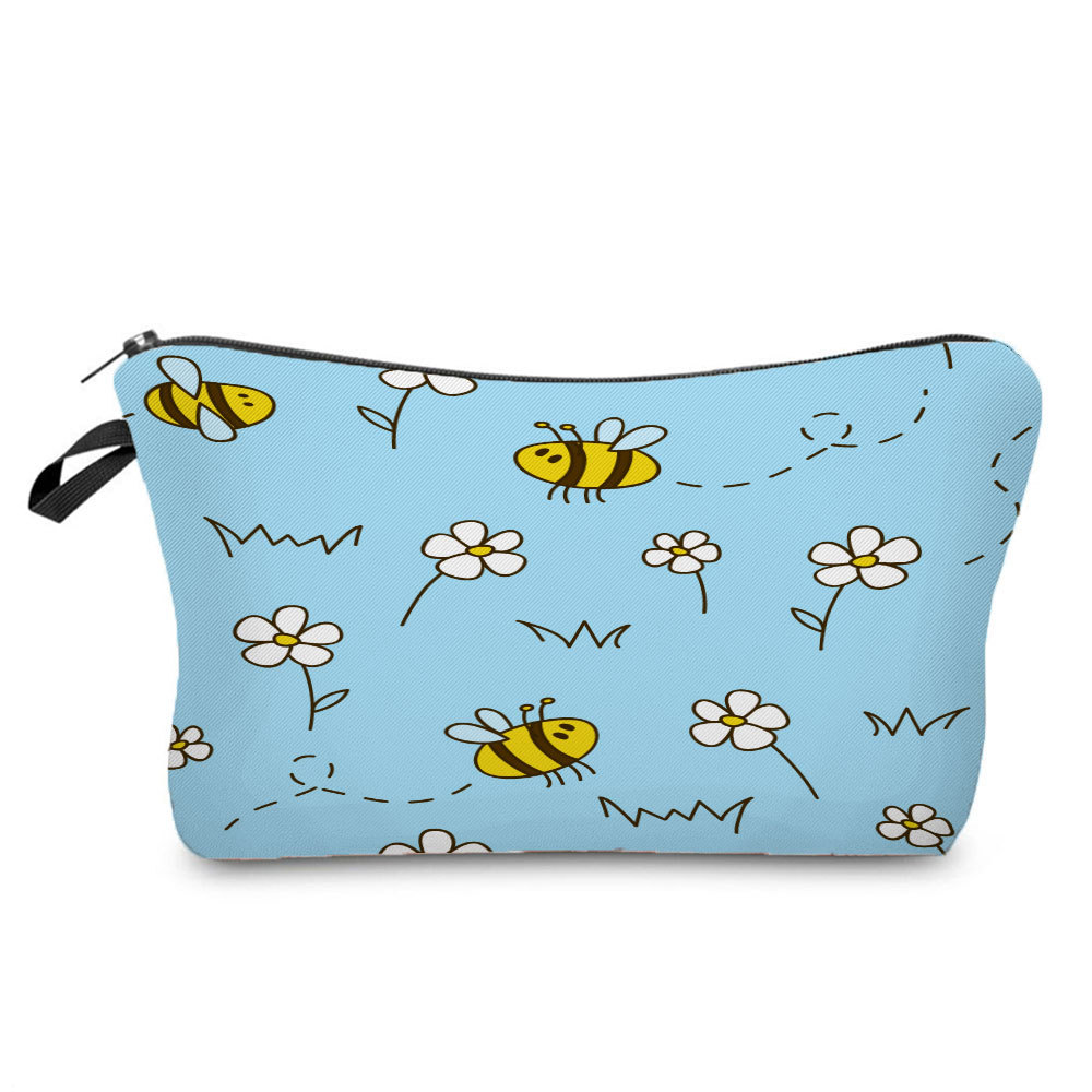 Picture of New arrival cute industrious Bee Printing cosmetic bag dumpling bag lipstick dumpling-shaped bag