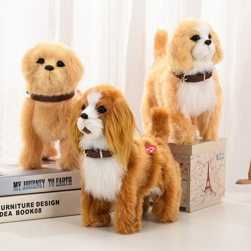 Picture of Imitation dog can walk, bark, WAG tail with music electric toy dog plush electric pet dog induction toy