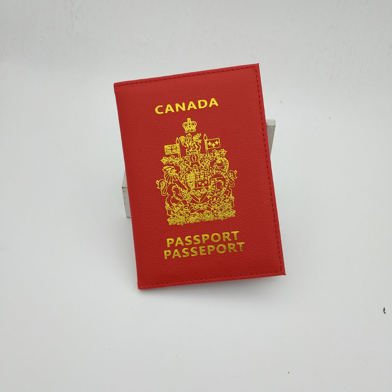 Picture of PU material open two-fold Canadian passport holder multi-color optional ID passport leather protective cover
