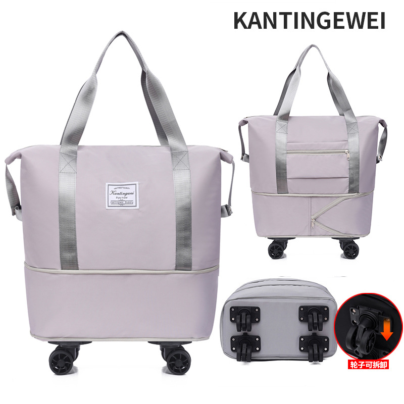 Picture of Large Capacity travel bag double-layer extended universal detachable wheel short trip cover trolley Oxford fitness anti-bag