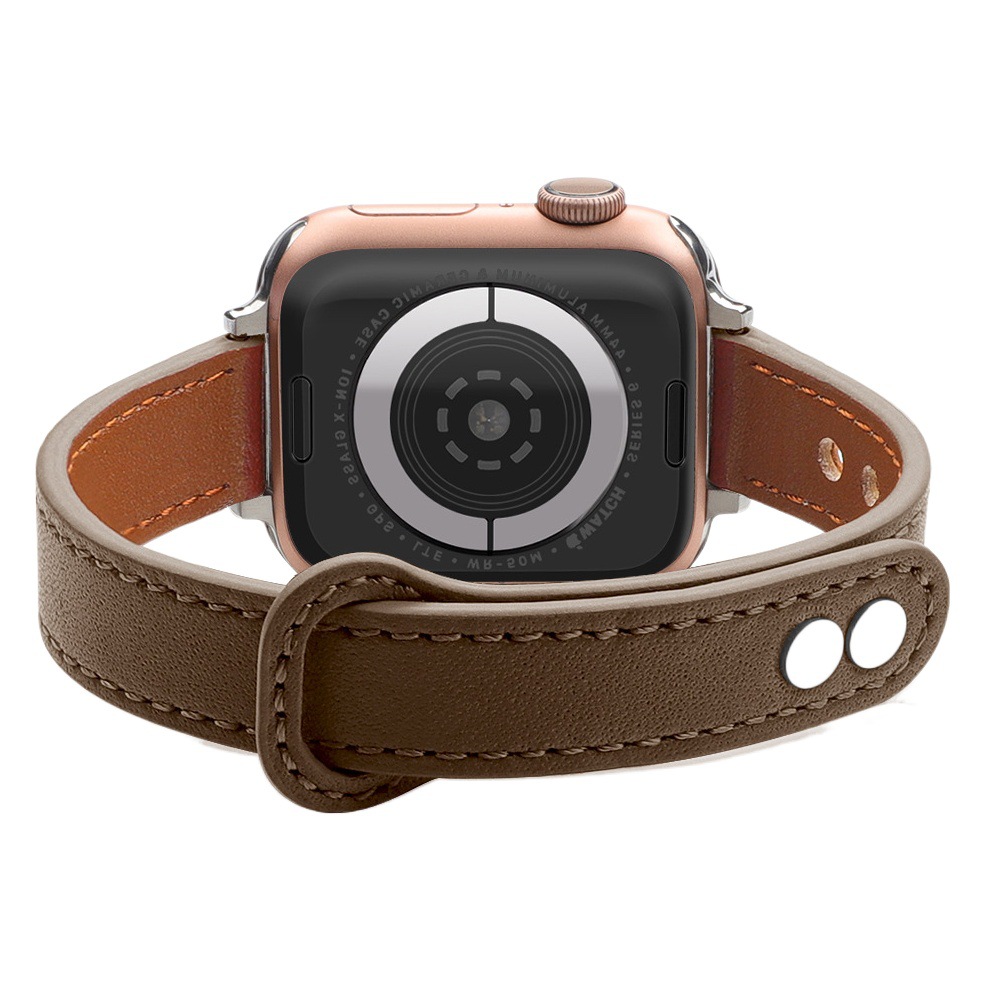 For Apple Watch Strap Ultra Fine Double Nail Color-matching Real Cowhide Small Barbarian Waist applewatch10 Strap Wholesale