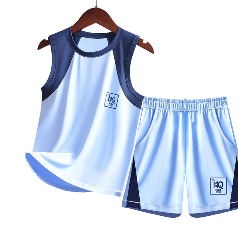 Picture of Children's Quick-Drying Sleeveless Wide-Shoulder Vest Sports Shorts Suit Boys' Sweat-Wicking Outer Wear Breathable Summer Thin Style