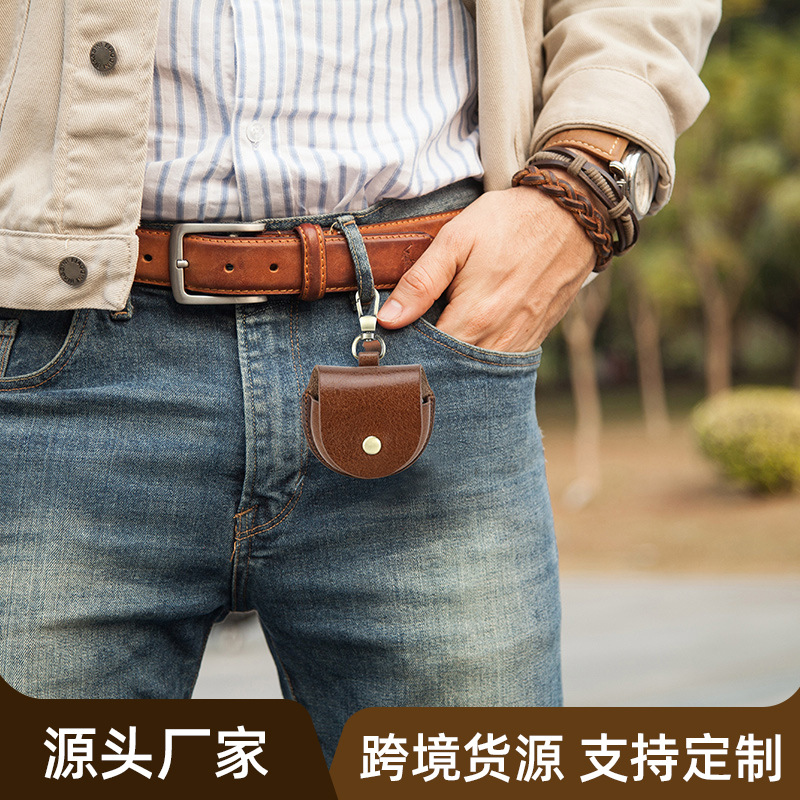 Picture of Suitable for New Huawei freeclip Cowhide Bluetooth Headphone Case Cream Bark Flip Hook Headphone Case