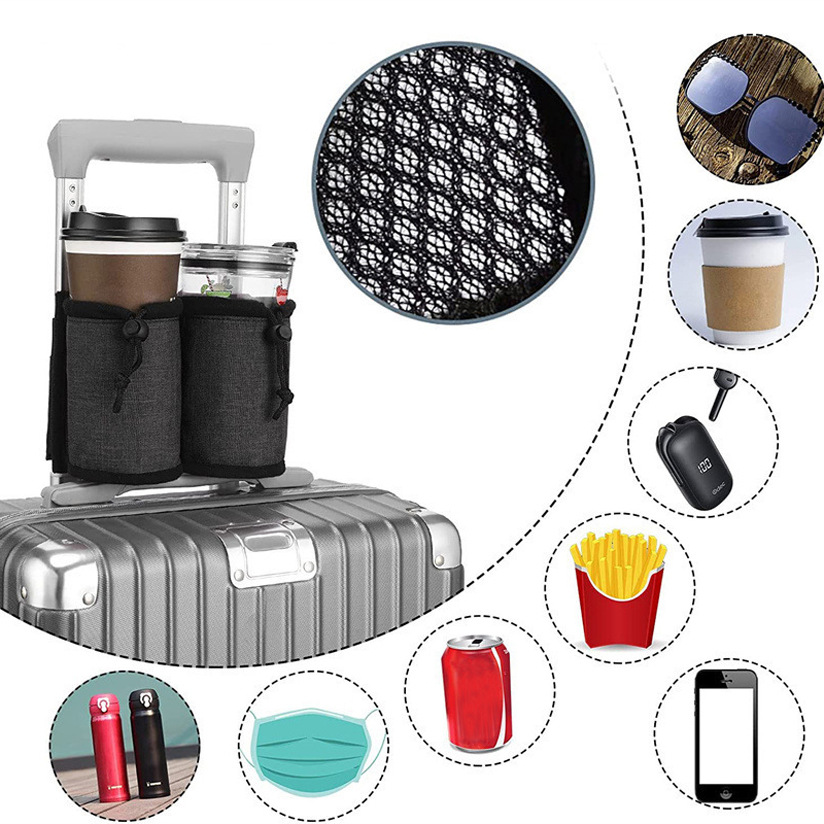 Wholesale luggage armrest storage bag water cup beverage storage bag travel cup holder pull rod luggage portable cup cover