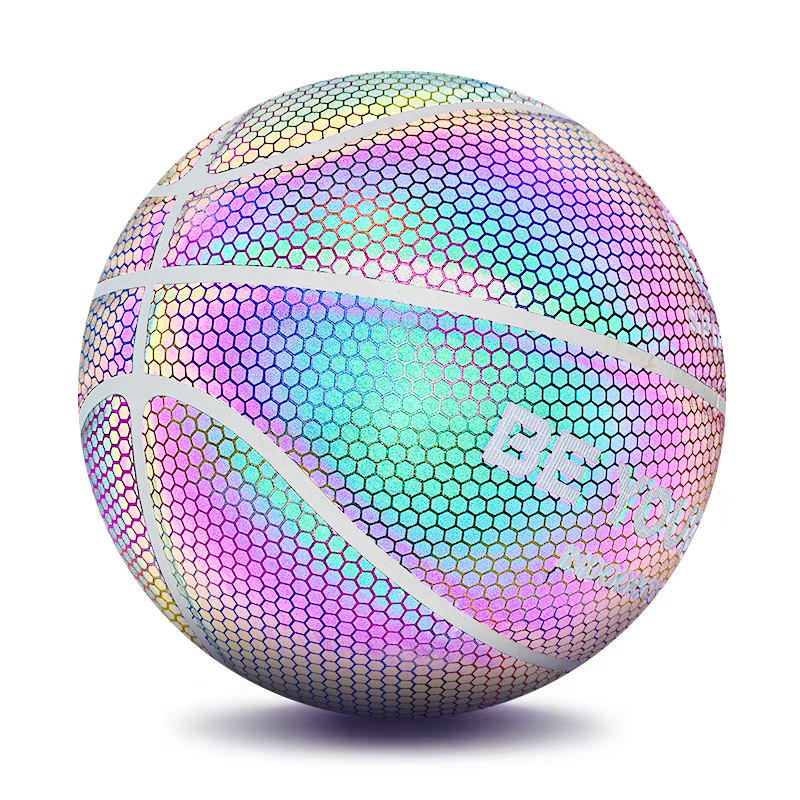 Picture of Cross-border reflective basketball trembles luminous luminous color pu moisture absorption 7 adult ball manufacturers customized a generation of hair