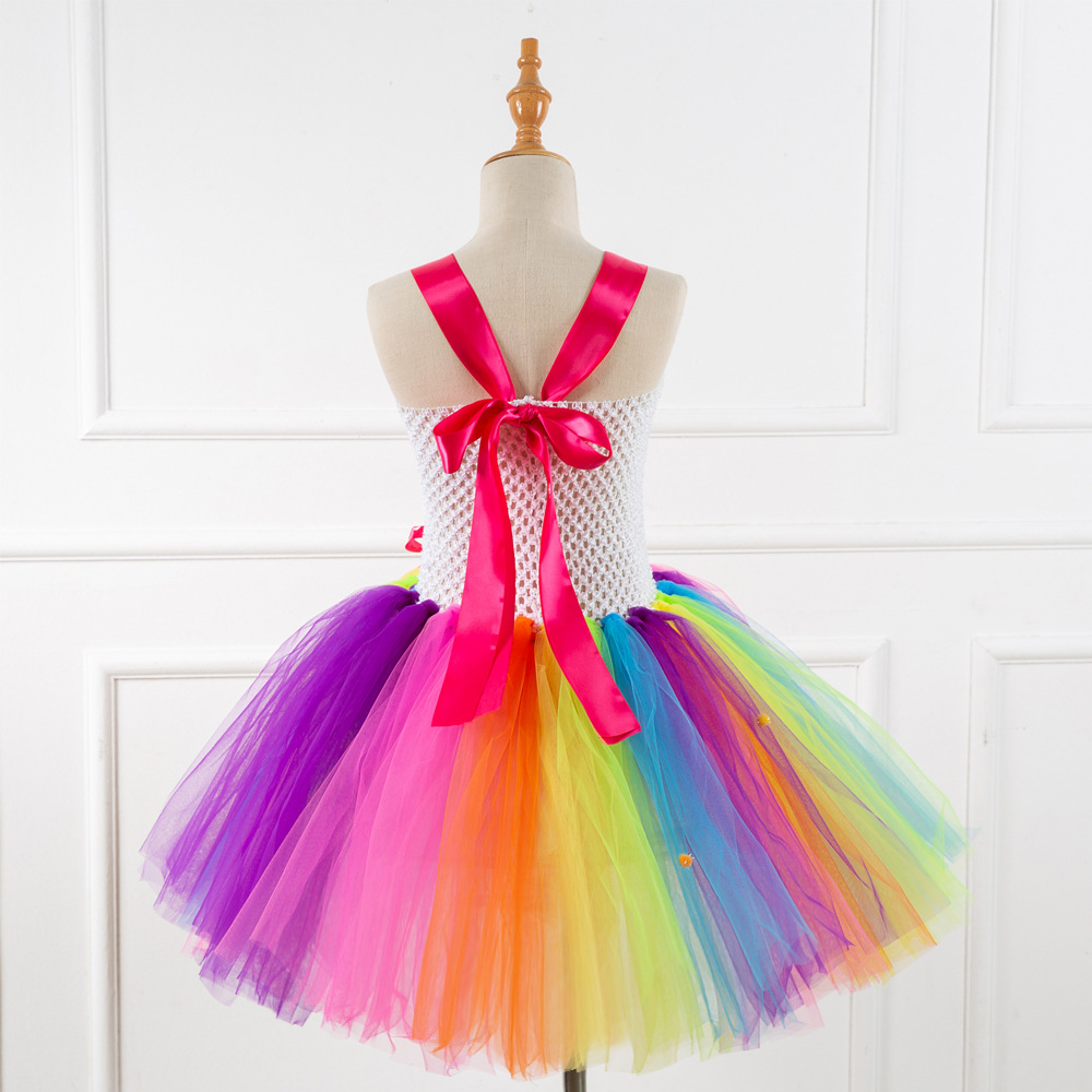 Picture of Christmas new cartoon candy handmade children's dress lollipop rainbow girls princess dress a generation of hair