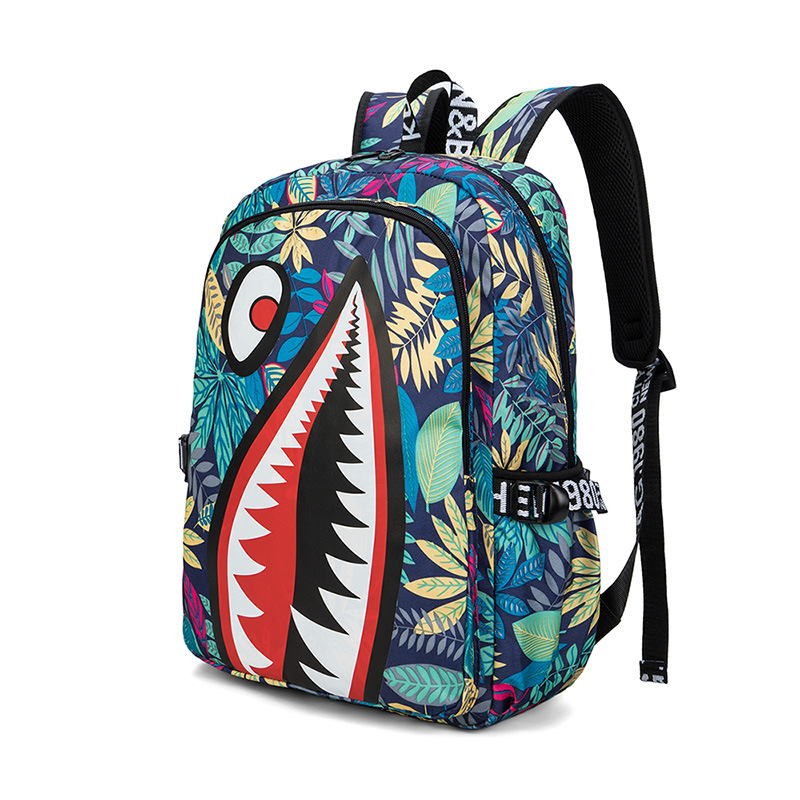 Picture of Cross-border Oxford Shark Schoolbag Primary School Grade 4, 5 and 6 Large Capacity Backpack Personalized Simple Backpack for Men