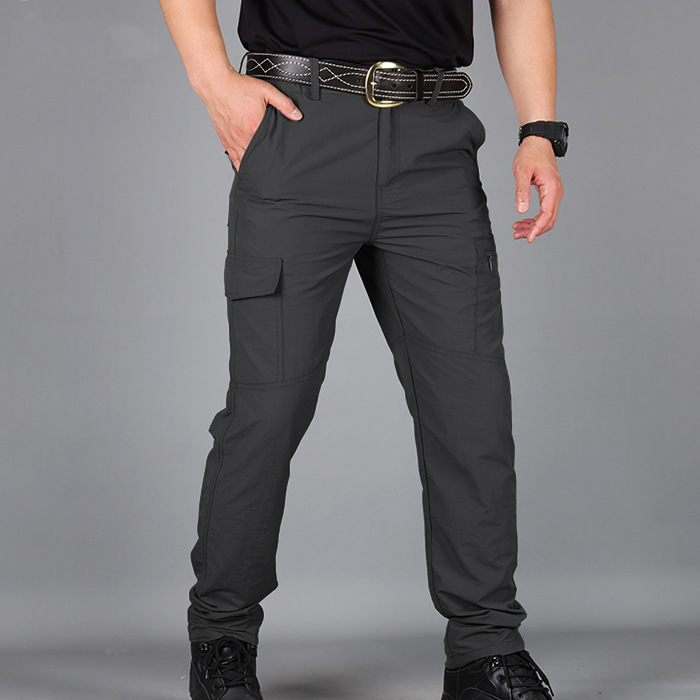 Picture of Summer Quick-drying Pants Men's Thin Outdoor Sports Mountaineering Crock Pants Loose Multi-bag Military Fan Tactical Charge Pants