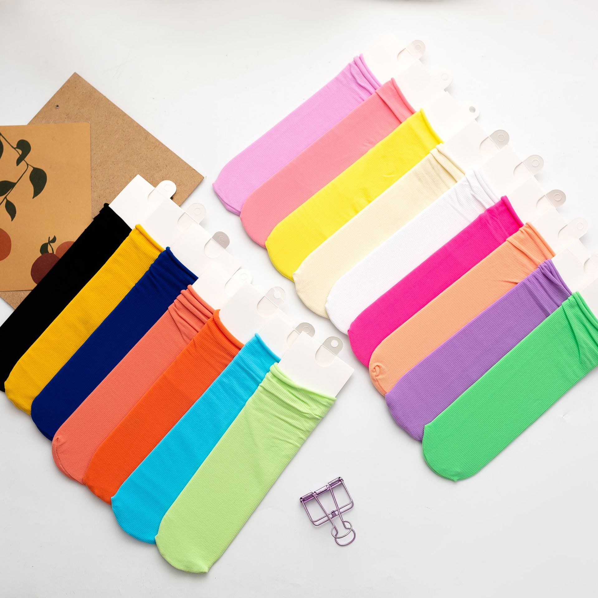 Spring and Summer Children's Stacked Socks Girls Korean Stylist Boys Candy Color Long Socks Spring and Autumn Thin Baby
