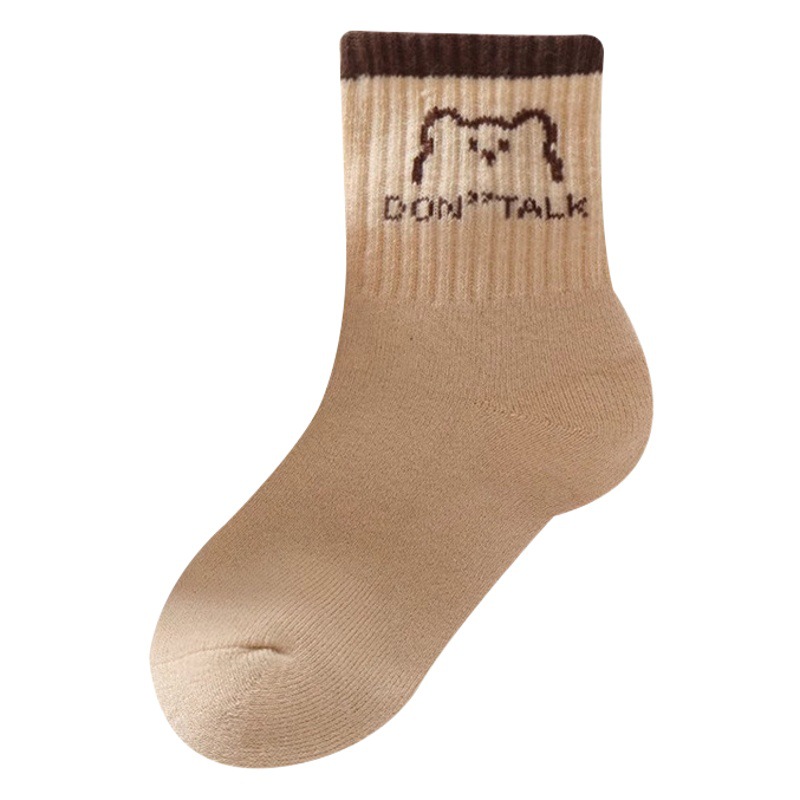 Children's socks autumn and winter boys' cotton socks winter fleece-lined thick Terry socks girls' warm spring and autumn mid-calf length socks