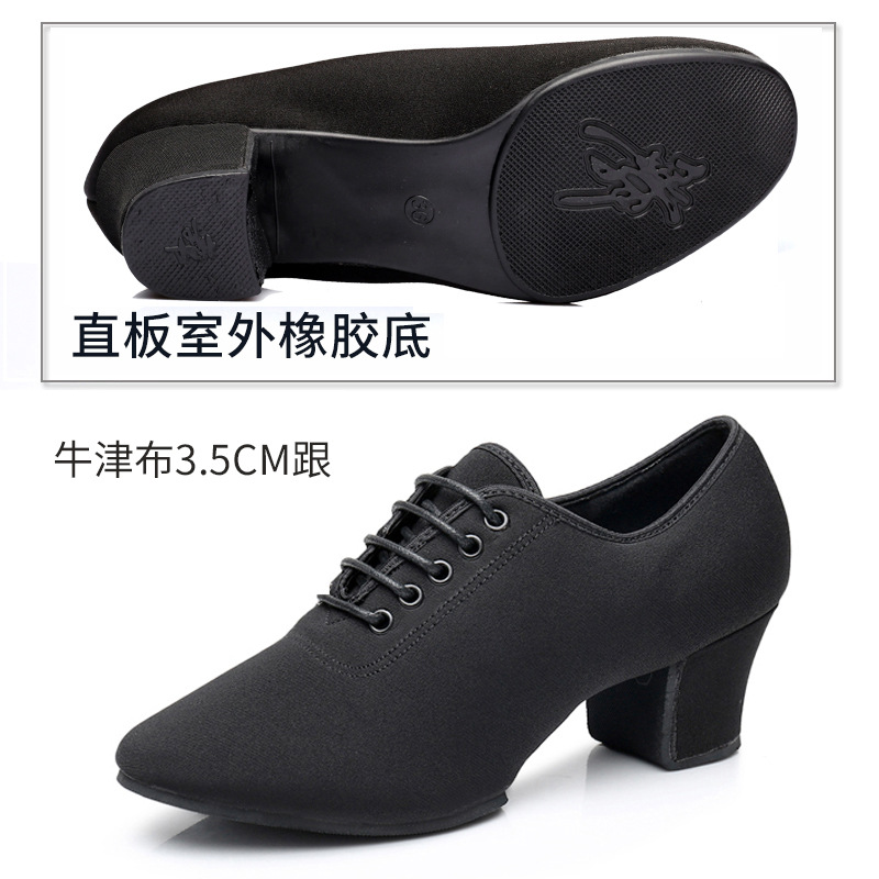 Picture of Female Adult Latin Dance Shoes Teacher's Shoes Oxford Cloth Mid-Heeled Square Dance Shoes Dancing Soft Sole Ballroom Dance Breathable