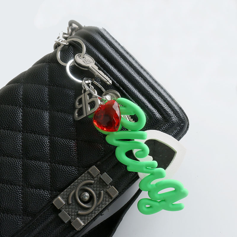 Picture of B retro exaggerated soft silicone large letter key chain rodeo bag pendant personality car key ring accessories