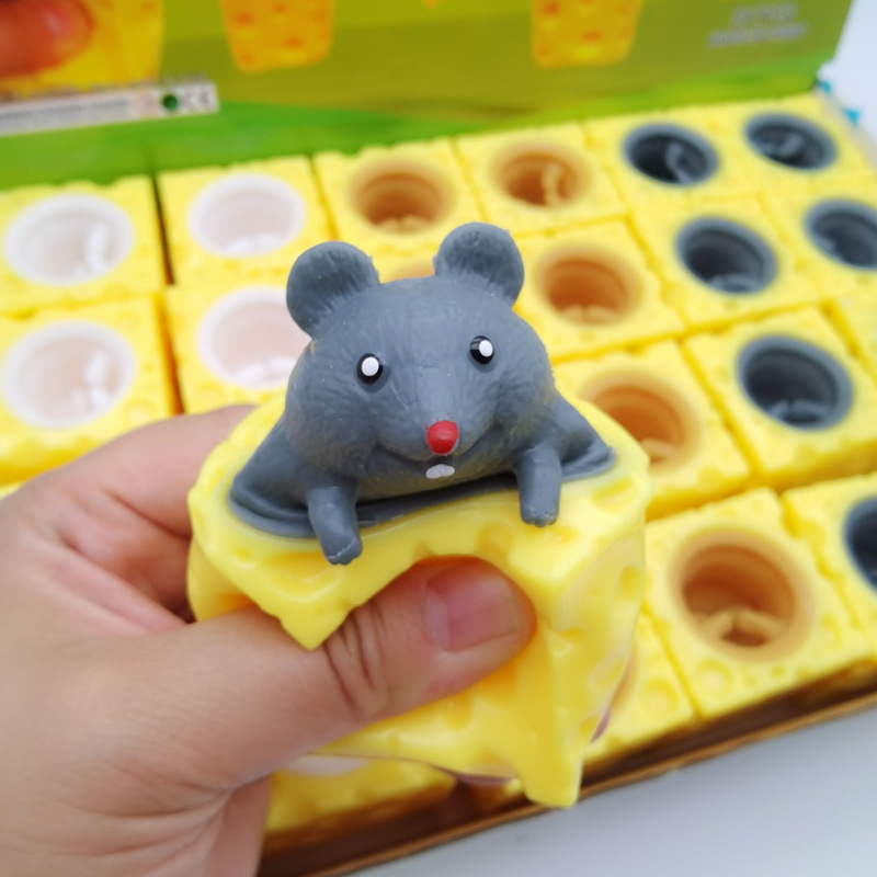 Picture of New creative decompression cute cheese mouse Cup pinch music spoof squirrel Cup decompression vent ball toy