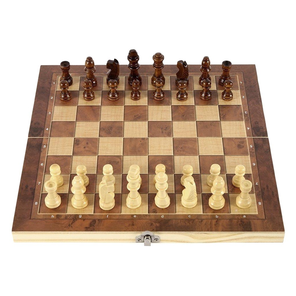 3 in 1 wooden foldable chess natural wood lacquer game chess multi-function black and white chess Chess