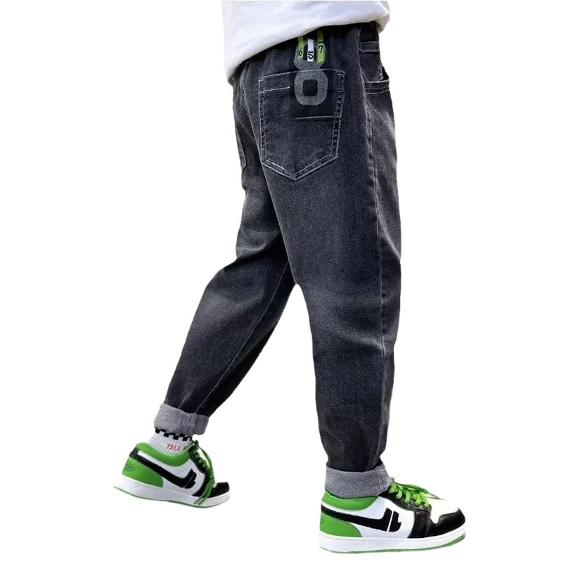 Boys' autumn jeans 2024 new medium and large children's Korean style children's clothing loose fried street children's long pants autumn and winter