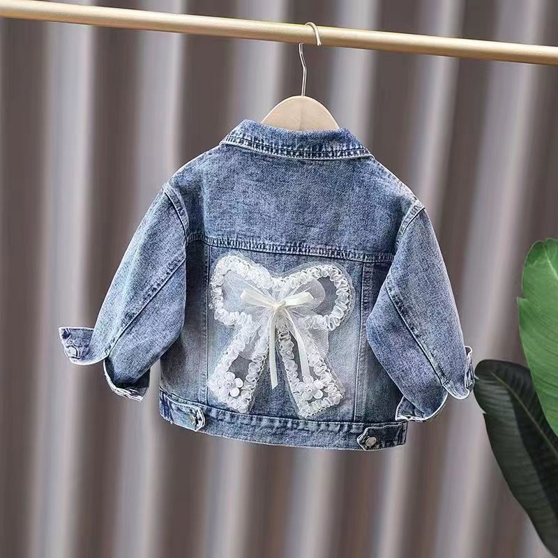 Girls' Jacket Spring 2023 New Children's Denim Jacket Autumn Toddler Stylish Little Girl Top Versatile Trendy