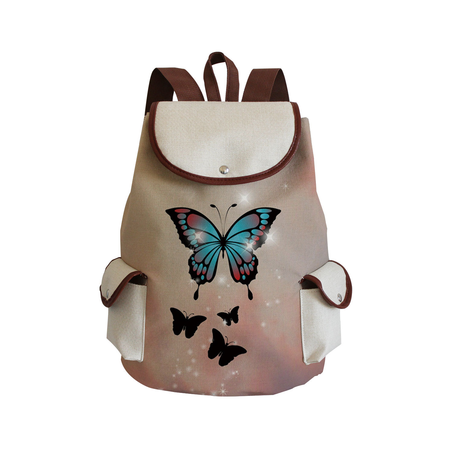 Picture of Cross-border Style Butterfly Printed Backpack ins Style Large Capacity Women's Multifunctional Backpack Portable Student Schoolbag