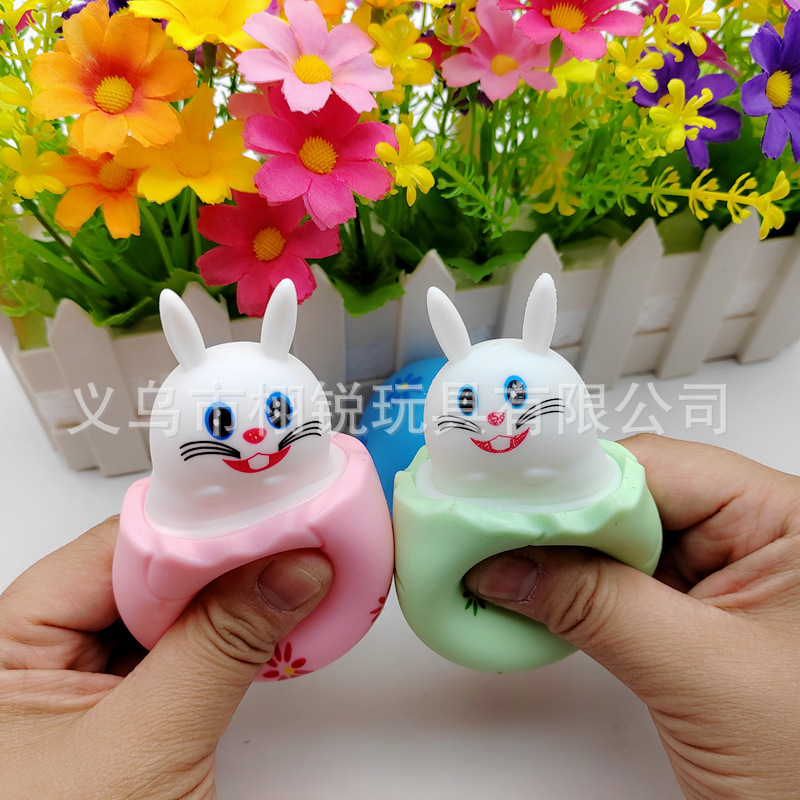 Cross-border new Easter squeeze egg rabbit pinch music decompression puzzle decompression cup trick children's vent toys