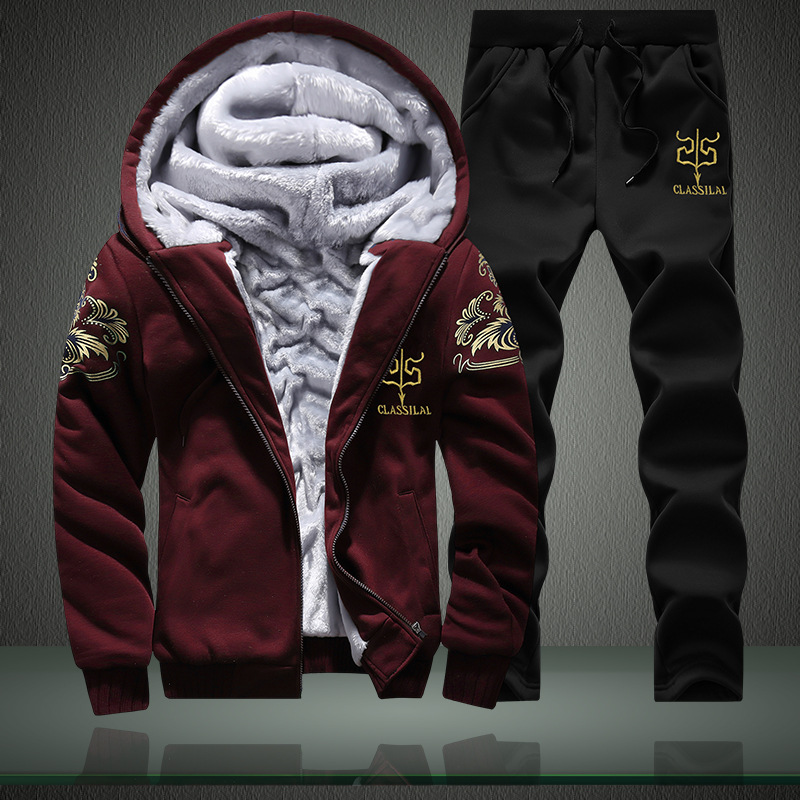 Picture of Cross-border Men's Casual suit Men's Autumn and Winter fleece-lined Warm Cotton Clothes Youth Training Sportswear Baseball Clothes