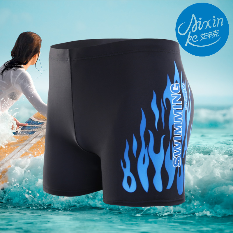 Picture of Factory wholesale boxer swimming trunks men's high waist swimming trunks conservative hot spring beach flame anti-embarrassing sexy tide