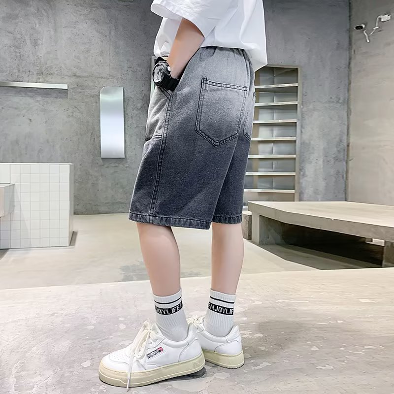Picture of Boys' Cropped Pants Boys' Shorts Loose Children's Shorts Teenagers Kids Pants Wearing Western-style All-match Gradient