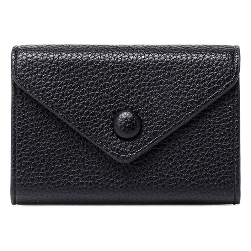 RFID anti-theft brush lychee pattern soft leather short organ card bag lightweight portable small unisex coin purse bag