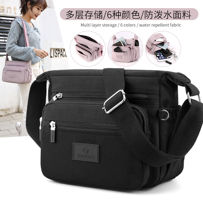 Fashion Casual Shoulder Bag Large Capacity Outdoor Travel Shopping Bag Waterproof Nylon Cloth Bag Lightweight Women's Crossbody Bag