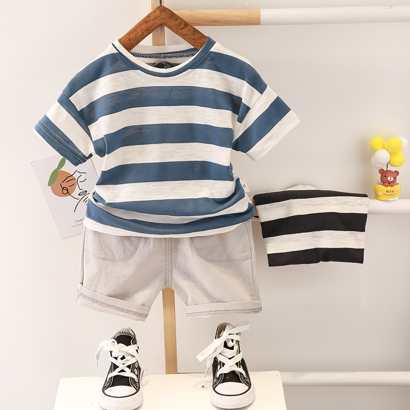 Picture of Boys' suit 2023 New Summer Children's Wide Short-sleeved Two-piece Korean-style Casual Handsome Fashionable Clothes for Boys