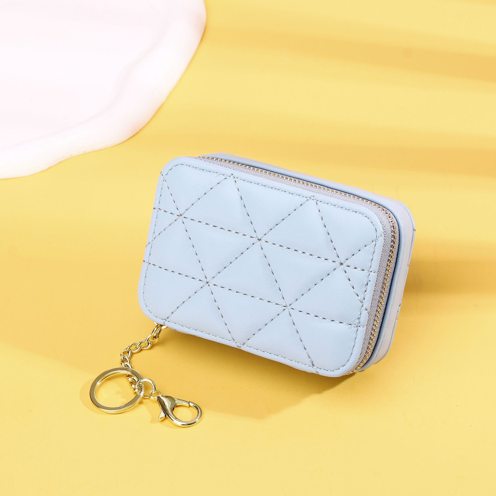 Picture of New Mini Mini Red Envelope with Mirror Mouth Rhombus Embroidery Line Exquisite Portable Keychain Makeup Bag