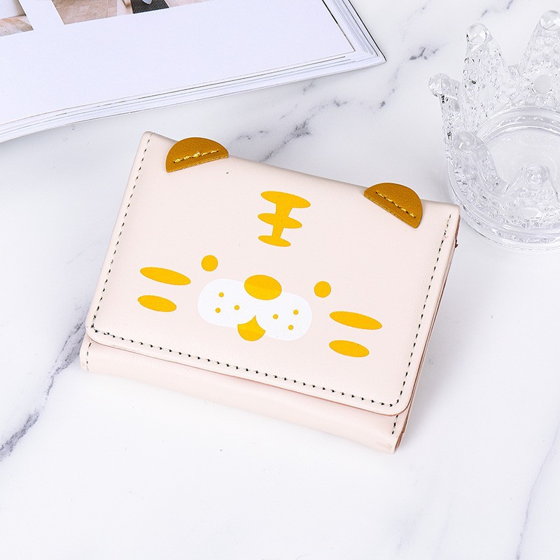 Picture of Korean Style New Small Wallet Women's Short Three-fold Cute Printed Cartoon Student Three-fold Multi-card Bits Folding Coin Clip