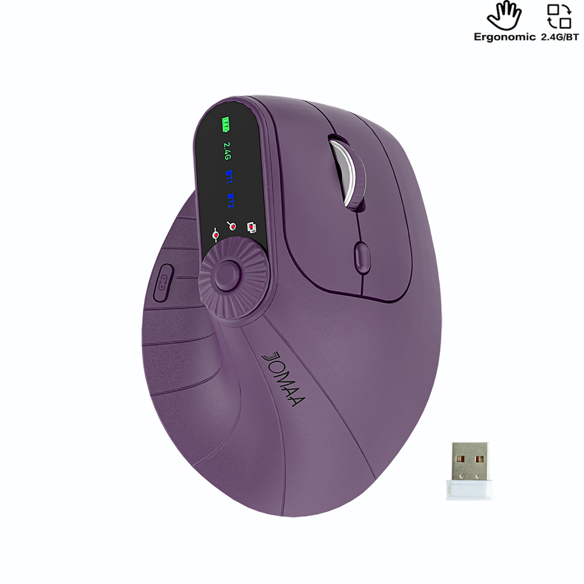 Picture of Cross-border JOMAA 2.4G Bluetooth Wireless Vertical Mouse Ergonomic Rechargeable Multi-device Mouse Office