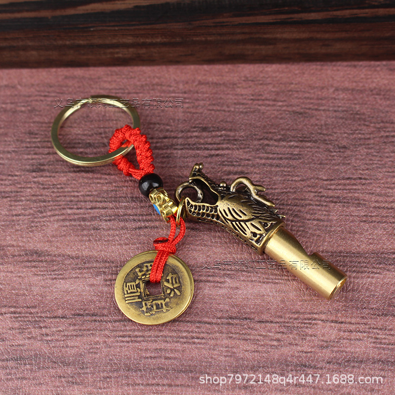 Picture of Retro Brass Faucet Whistle Brass Outdoor Referee Monkey Head Whistle Keychain Pendant Wild Survival Whistle