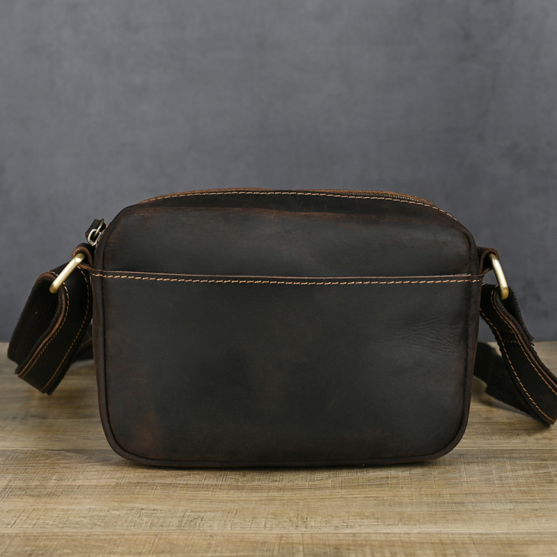 Picture of Ancient Trendy Cross Body Bag Men's Crazy Horse Leather Shoulder Bag Men's Bag Genuine Leather Vintage Crossbody Mobile Phone Small Bag Postman