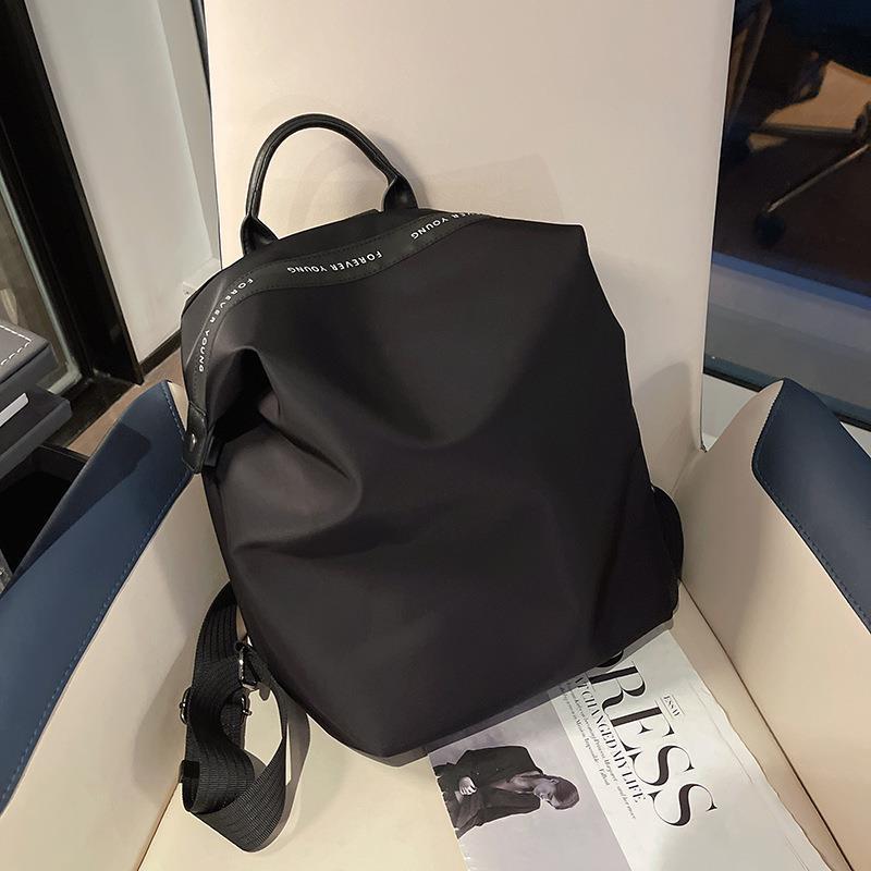 2023 New Korean Style All-match Backpack Simple Nylon Cloth Backpack Schoolbag Canvas All-match Fashionable Simple Schoolbag