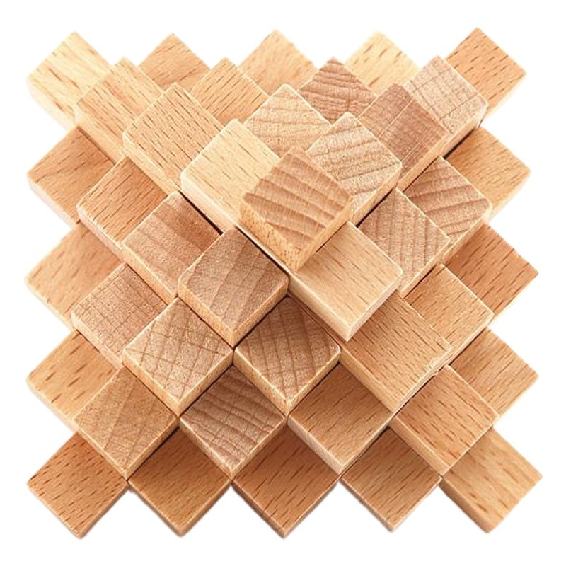 Children's Wooden Toys Beech Kongming Lock Adult Educational Leisure Dismantling Lock Mortise and Tenon for Primary School Students Luban Lock