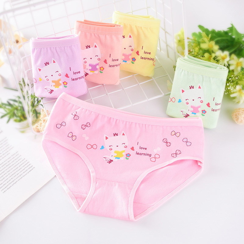 Picture of Girls' Underwear Cotton Children's Boxer Shorts Not Clipping Butt Baby's Big Children's Boxer Shorts Girls' Triangle Underpants