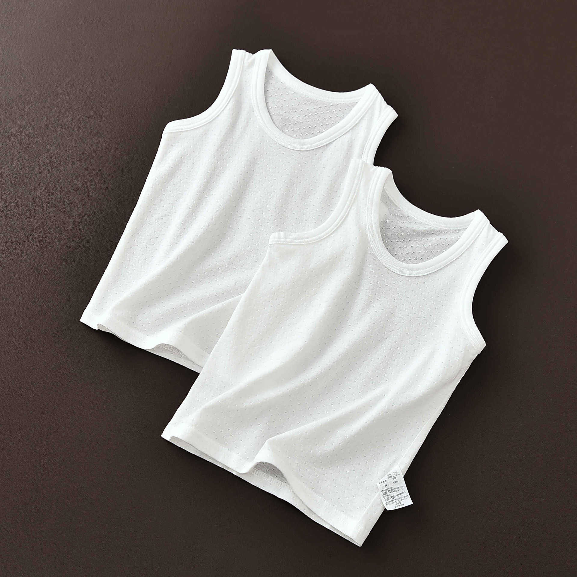 White vest boys and girls children's clothing new export Japanese children's cotton summer all-match base wheat