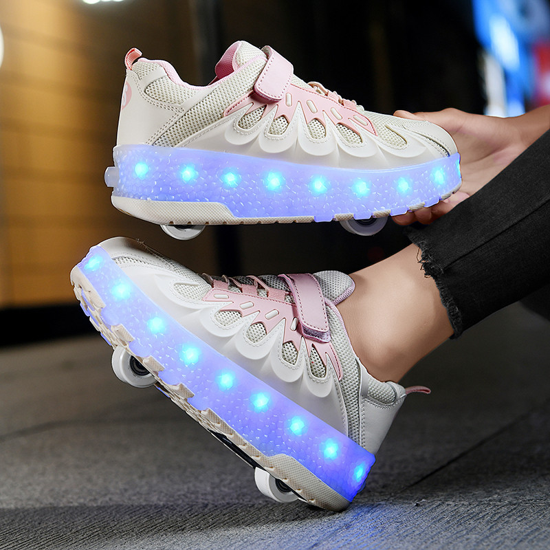 Cross-border exclusive for heywalk shoes manufacturers wholesale rechargeable luminous shoes LED lights children adult roller skating shoelace wheels